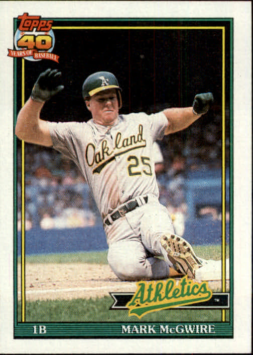 1991 Topps #270 Mark McGwire COR/1987 Slugging Pctg./listed as .618