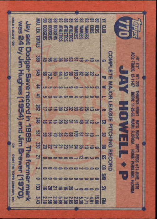 B2215- 1991 Topps Baseball Cards 723-792 +Rookies -You Pick- 15+ FREE US SHIP - Picture 95 of 139