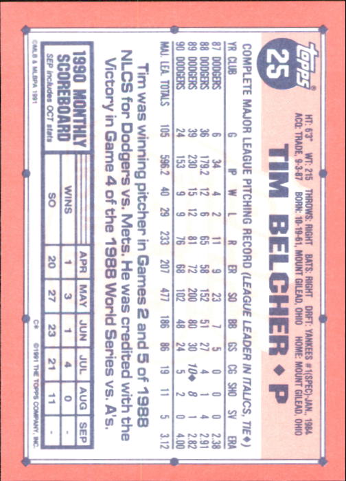 B6824- 1991 Topps Tiffany Baseball Cards 1-200 -You Pick- 15+ FREE US SHIP - Picture 39 of 359