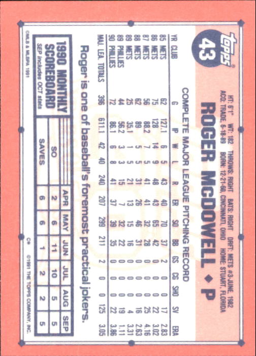 B6824- 1991 Topps Tiffany Baseball Cards 1-200 -You Pick- 15+ FREE US SHIP - Picture 73 of 359