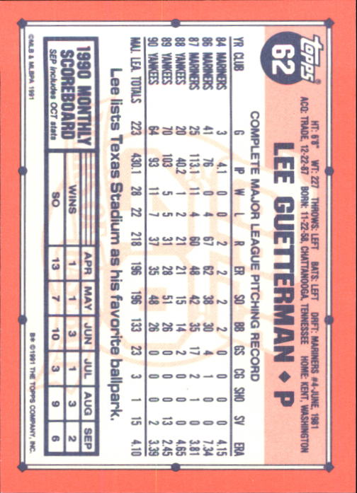 B6824- 1991 Topps Tiffany Baseball Cards 1-200 -You Pick- 15+ FREE US SHIP - Picture 111 of 359