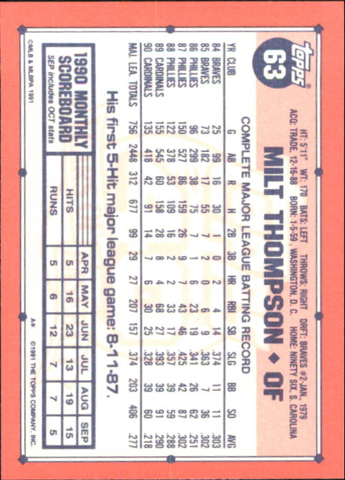 B6824- 1991 Topps Tiffany Baseball Cards 1-200 -You Pick- 15+ FREE US SHIP - Picture 113 of 359