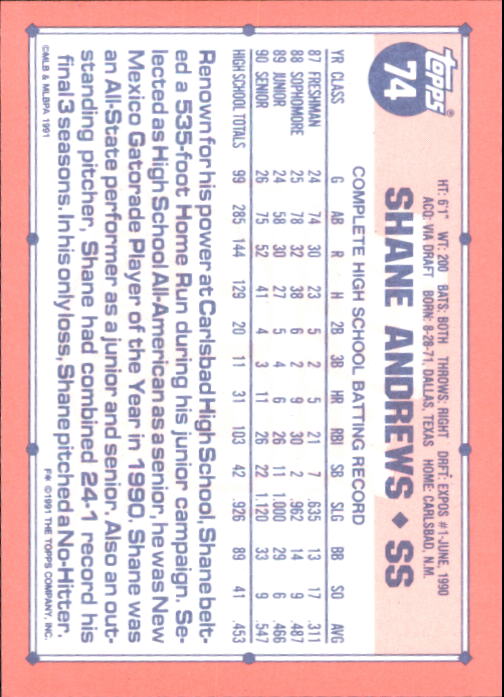 B6824- 1991 Topps Tiffany Baseball Cards 1-200 -You Pick- 15+ FREE US SHIP - Picture 135 of 359