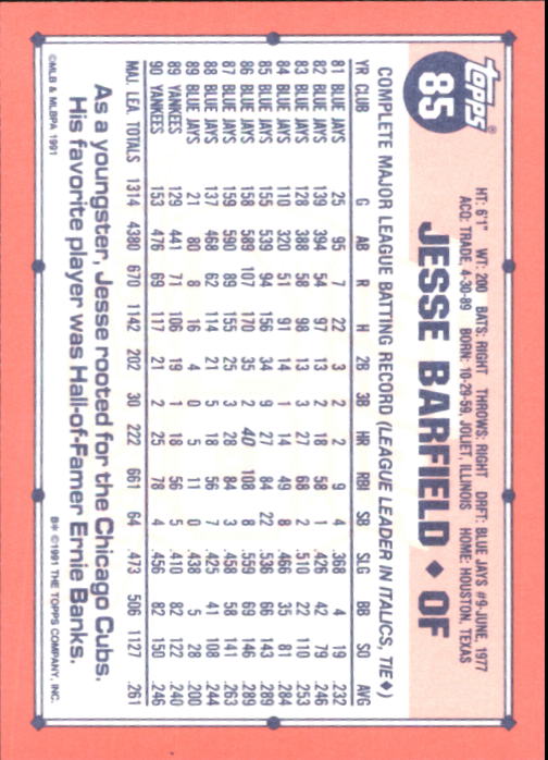 B6824- 1991 Topps Tiffany Baseball Cards 1-200 -You Pick- 15+ FREE US SHIP - Picture 153 of 359