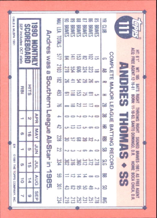 B6824- 1991 Topps Tiffany Baseball Cards 1-200 -You Pick- 15+ FREE US SHIP - Picture 201 of 359