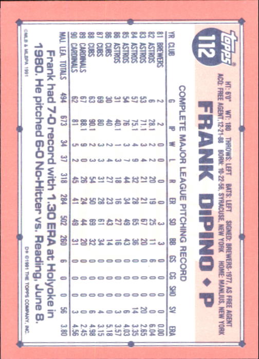 B6824- 1991 Topps Tiffany Baseball Cards 1-200 -You Pick- 15+ FREE US SHIP - Picture 203 of 359
