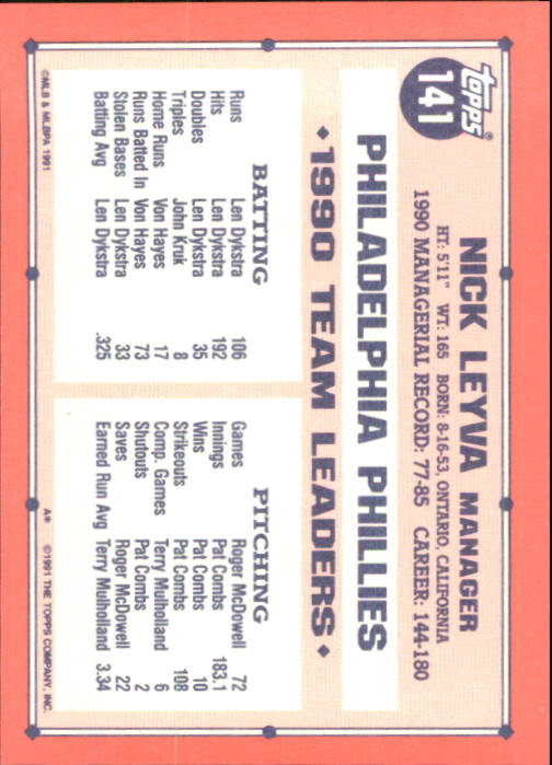 B6824- 1991 Topps Tiffany Baseball Cards 1-200 -You Pick- 15+ FREE US SHIP - Picture 257 of 359