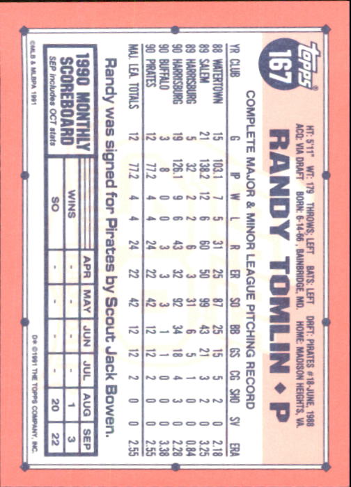 B6824- 1991 Topps Tiffany Baseball Cards 1-200 -You Pick- 15+ FREE US SHIP - Picture 301 of 359