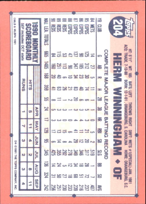 B6824- 1991 Topps Tiffany Baseball Card #s 201-400 -You Pick- 15+ FREE US SHIP - Picture 9 of 359