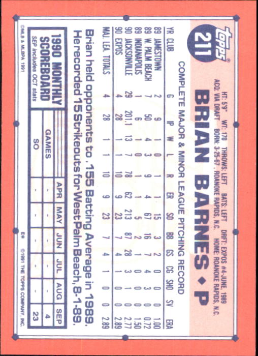 B6824- 1991 Topps Tiffany Baseball Card #s 201-400 -You Pick- 15+ FREE US SHIP - Picture 23 of 359