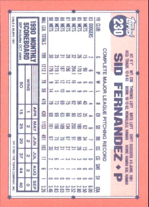 B6824- 1991 Topps Tiffany Baseball Card #s 201-400 -You Pick- 15+ FREE US SHIP - Picture 57 of 359