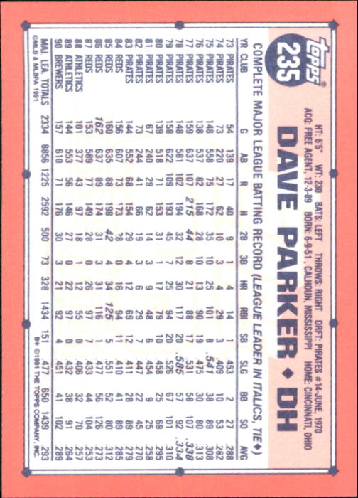 B6824- 1991 Topps Tiffany Baseball Card #s 201-400 -You Pick- 15+ FREE US SHIP - Picture 67 of 359