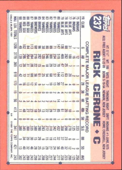 B6824- 1991 Topps Tiffany Baseball Card #s 201-400 -You Pick- 15+ FREE US SHIP - Picture 71 of 359