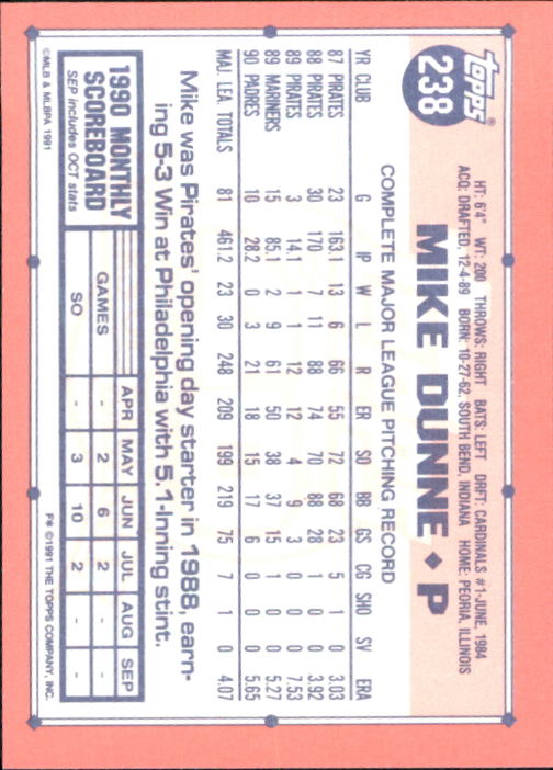 B6824- 1991 Topps Tiffany Baseball Card #s 201-400 -You Pick- 15+ FREE US SHIP - Picture 73 of 359