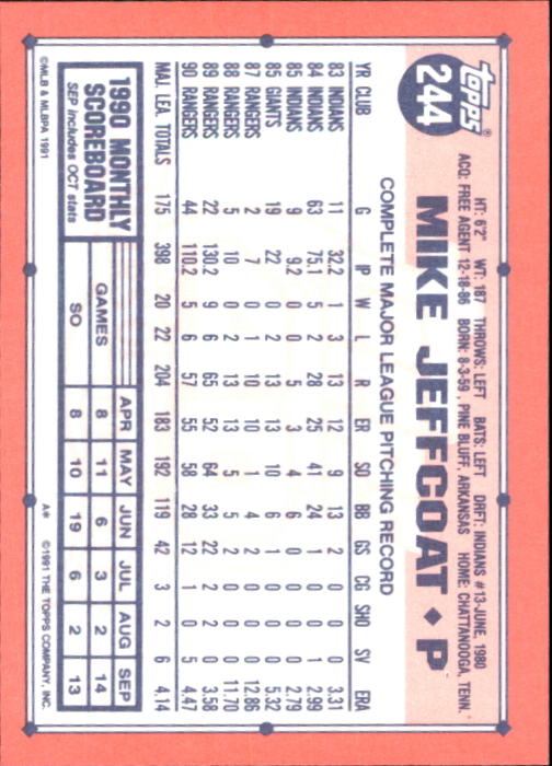 B6824- 1991 Topps Tiffany Baseball Card #s 201-400 -You Pick- 15+ FREE US SHIP - Picture 85 of 359