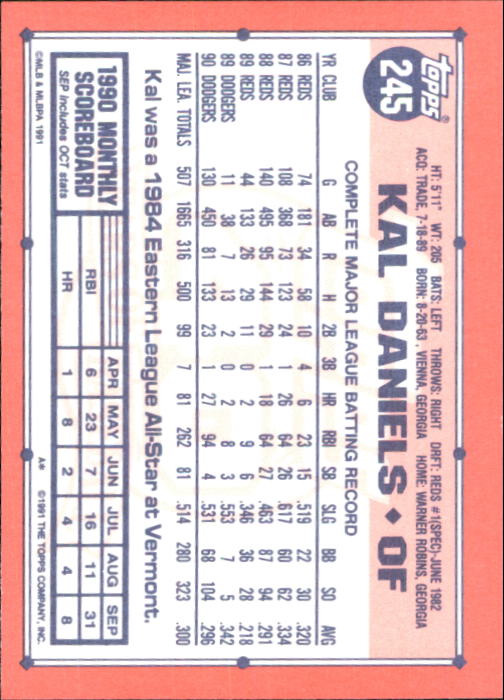 B6824- 1991 Topps Tiffany Baseball Card #s 201-400 -You Pick- 15+ FREE US SHIP - Picture 87 of 359