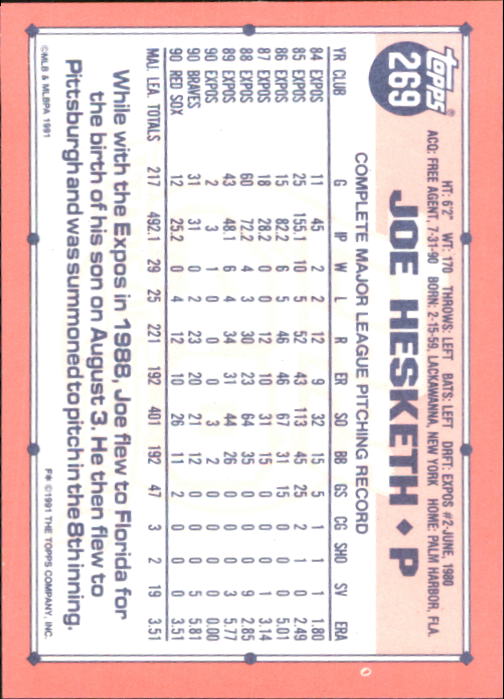 B6824- 1991 Topps Tiffany Baseball Card #s 201-400 -You Pick- 15+ FREE US SHIP - Picture 131 of 359