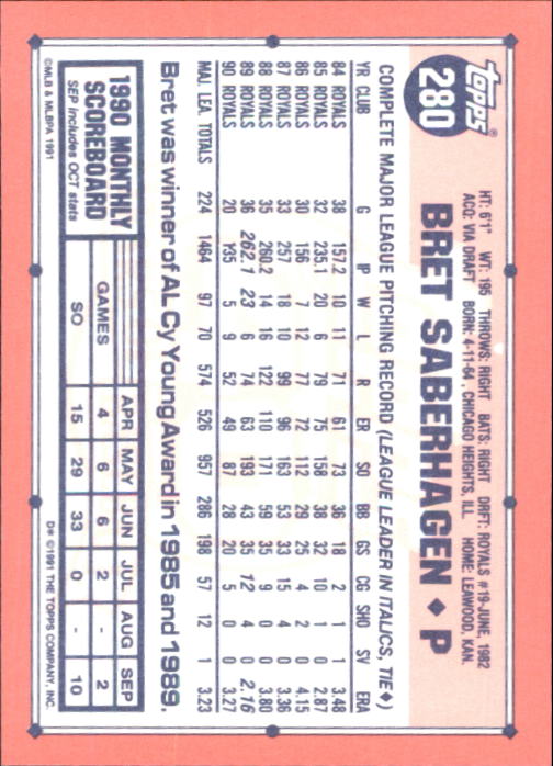 B6824- 1991 Topps Tiffany Baseball Card #s 201-400 -You Pick- 15+ FREE US SHIP - Picture 149 of 359