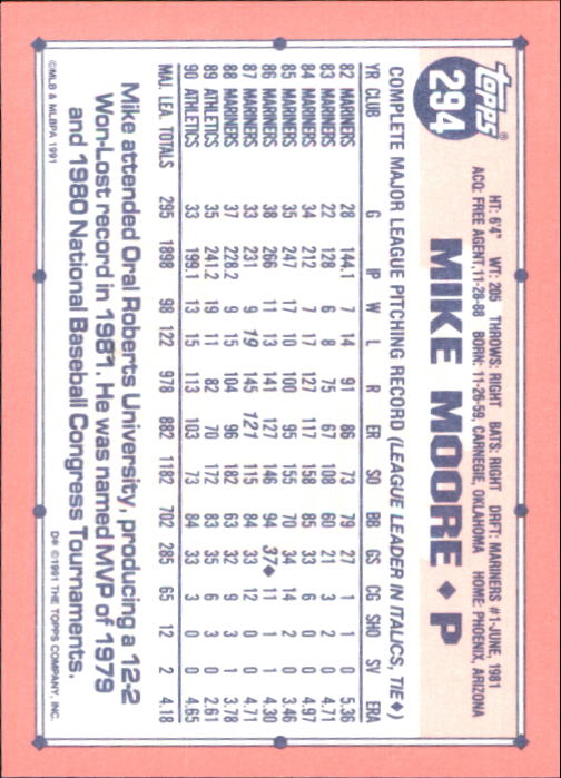 B6824- 1991 Topps Tiffany Baseball Card #s 201-400 -You Pick- 15+ FREE US SHIP - Picture 177 of 359