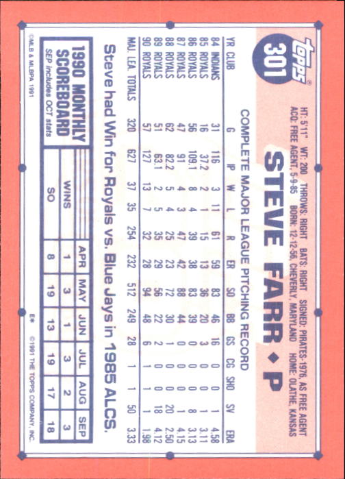 B6824- 1991 Topps Tiffany Baseball Card #s 201-400 -You Pick- 15+ FREE US SHIP - Picture 187 of 359