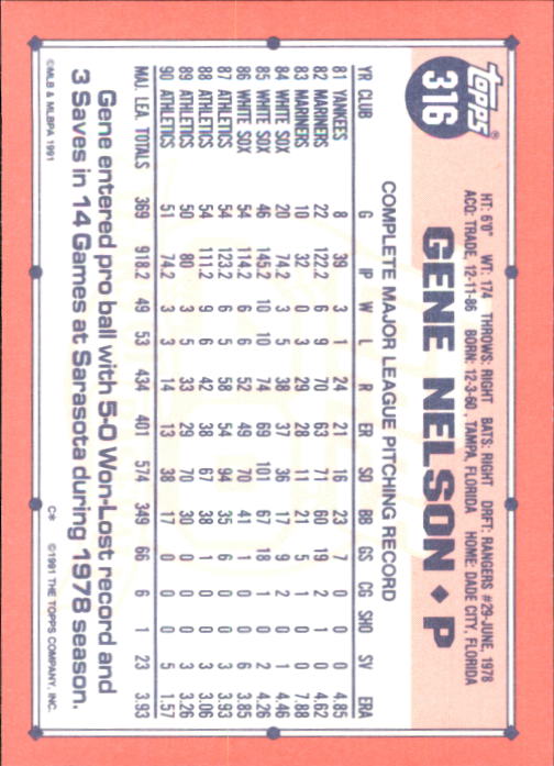 B6824- 1991 Topps Tiffany Baseball Card #s 201-400 -You Pick- 15+ FREE US SHIP - Picture 215 of 359