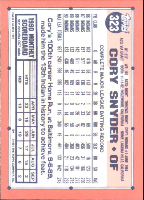 B6824- 1991 Topps Tiffany Baseball Card #s 201-400 -You Pick- 15+ FREE US SHIP - Picture 229 of 359