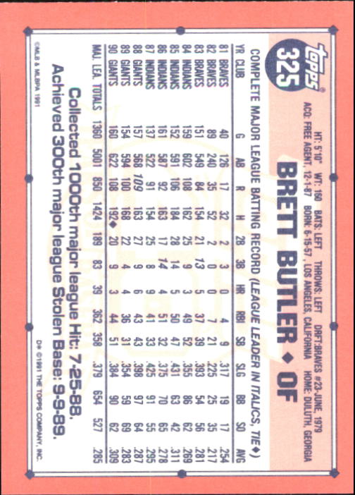 B6824- 1991 Topps Tiffany Baseball Card #s 201-400 -You Pick- 15+ FREE US SHIP - Picture 233 of 359