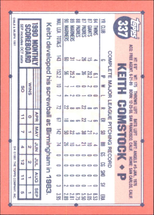 B6824- 1991 Topps Tiffany Baseball Card #s 201-400 -You Pick- 15+ FREE US SHIP - Picture 253 of 359