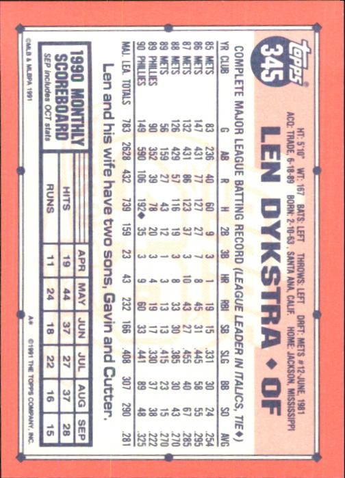 B6824- 1991 Topps Tiffany Baseball Card #s 201-400 -You Pick- 15+ FREE US SHIP - Picture 267 of 359