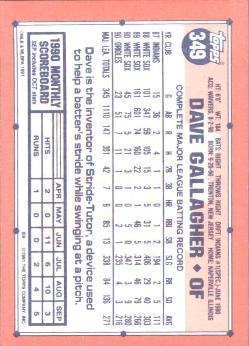 B6824- 1991 Topps Tiffany Baseball Card #s 201-400 -You Pick- 15+ FREE US SHIP - Picture 273 of 359
