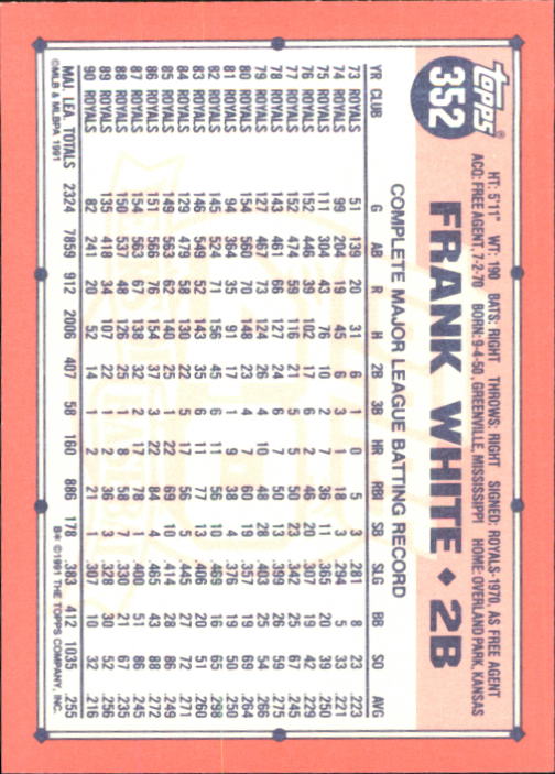 B6824- 1991 Topps Tiffany Baseball Card #s 201-400 -You Pick- 15+ FREE US SHIP - Picture 279 of 359