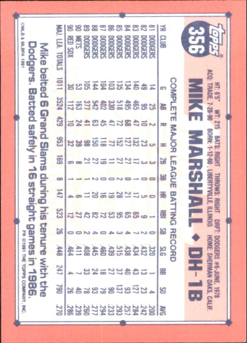 B6824- 1991 Topps Tiffany Baseball Card #s 201-400 -You Pick- 15+ FREE US SHIP - Picture 287 of 359