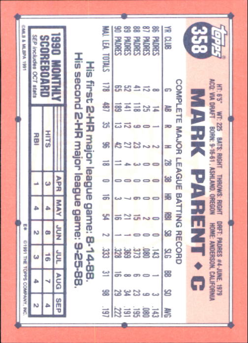 B6824- 1991 Topps Tiffany Baseball Card #s 201-400 -You Pick- 15+ FREE US SHIP - Picture 291 of 359