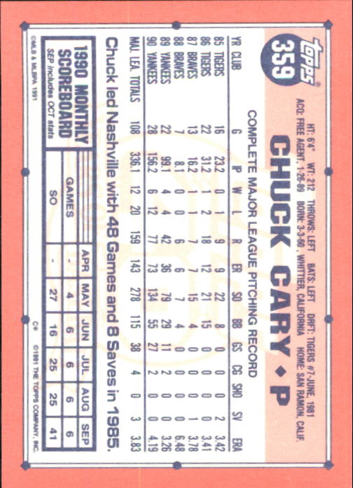 B6824- 1991 Topps Tiffany Baseball Card #s 201-400 -You Pick- 15+ FREE US SHIP - Picture 293 of 359