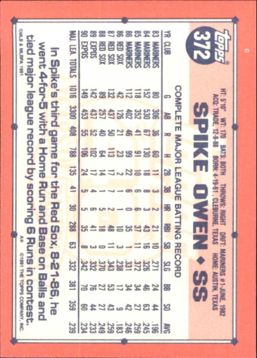 B6824- 1991 Topps Tiffany Baseball Card #s 201-400 -You Pick- 15+ FREE US SHIP - Picture 319 of 359
