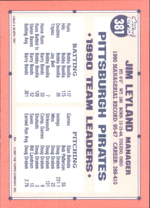 B6824- 1991 Topps Tiffany Baseball Card #s 201-400 -You Pick- 15+ FREE US SHIP - Picture 337 of 359