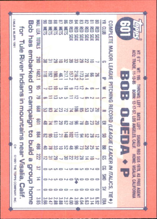 B6824- 1991 Topps Tiffany Baseball Card #s 601-792 -You Pick- 15+ FREE US SHIP - Picture 3 of 355