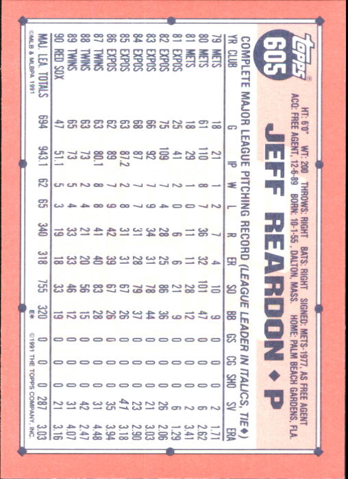 B6824- 1991 Topps Tiffany Baseball Card #s 601-792 -You Pick- 15+ FREE US SHIP - Picture 9 of 355
