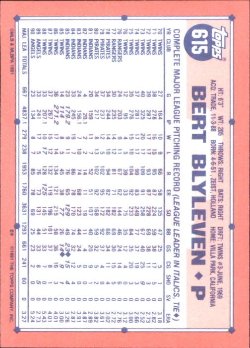 B6824- 1991 Topps Tiffany Baseball Card #s 601-792 -You Pick- 15+ FREE US SHIP - Picture 27 of 355