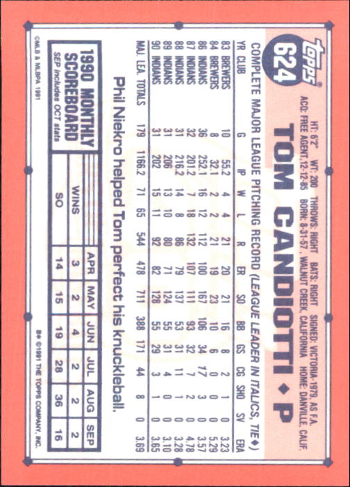 B6824- 1991 Topps Tiffany Baseball Card #s 601-792 -You Pick- 15+ FREE US SHIP - Picture 45 of 355
