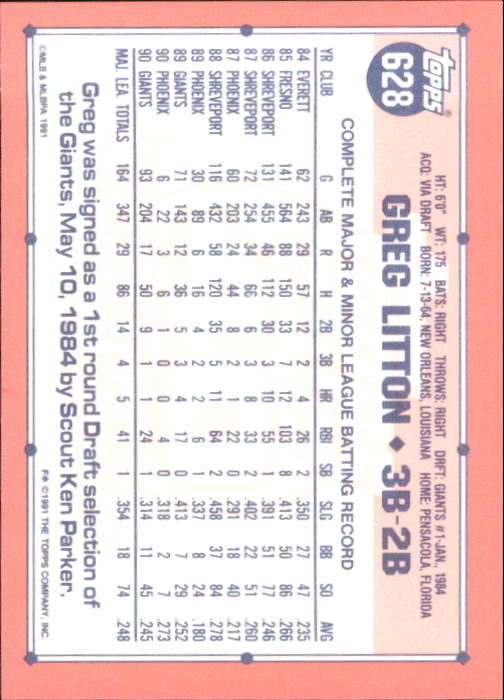 B6824- 1991 Topps Tiffany Baseball Card #s 601-792 -You Pick- 15+ FREE US SHIP - Picture 53 of 355