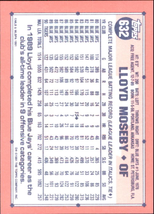 B6824- 1991 Topps Tiffany Baseball Card #s 601-792 -You Pick- 15+ FREE US SHIP - Picture 61 of 355