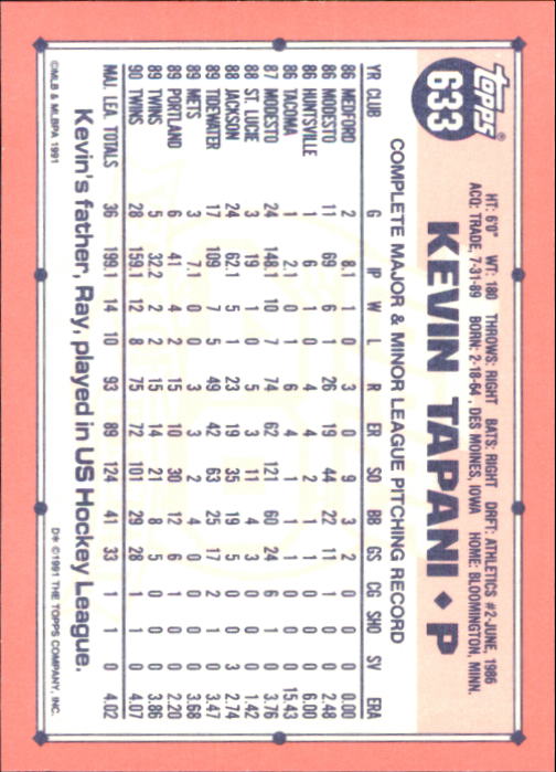 B6824- 1991 Topps Tiffany Baseball Card #s 601-792 -You Pick- 15+ FREE US SHIP - Picture 63 of 355