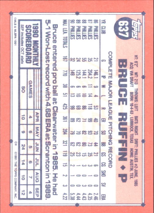 B6824- 1991 Topps Tiffany Baseball Card #s 601-792 -You Pick- 15+ FREE US SHIP - Picture 71 of 355