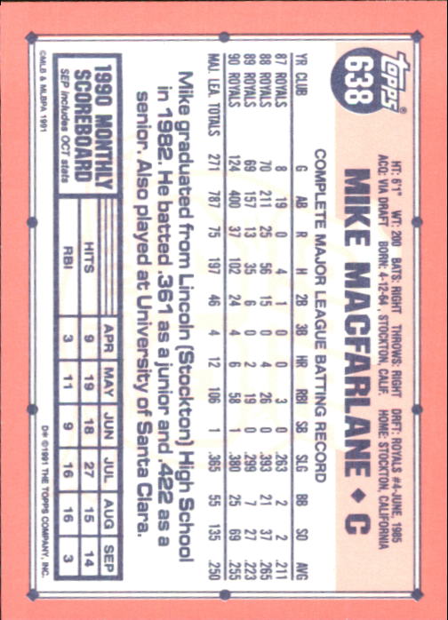 B6824- 1991 Topps Tiffany Baseball Card #s 601-792 -You Pick- 15+ FREE US SHIP - Picture 73 of 355