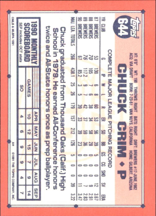 B6824- 1991 Topps Tiffany Baseball Card #s 601-792 -You Pick- 15+ FREE US SHIP - Picture 83 of 355