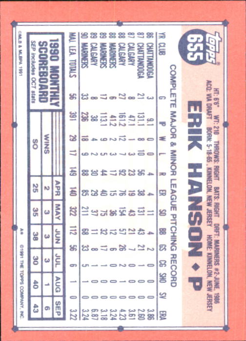 B6824- 1991 Topps Tiffany Baseball Card #s 601-792 -You Pick- 15+ FREE US SHIP - Picture 105 of 355