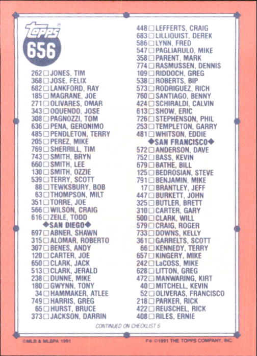 B6824- 1991 Topps Tiffany Baseball Card #s 601-792 -You Pick- 15+ FREE US SHIP - Picture 107 of 355