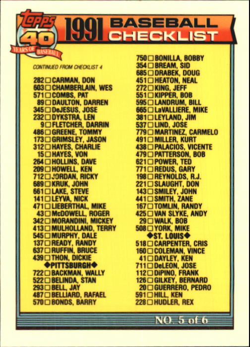 B6824- 1991 Topps Tiffany Baseball Card #s 601-792 -You Pick- 15+ FREE US SHIP - Picture 106 of 355
