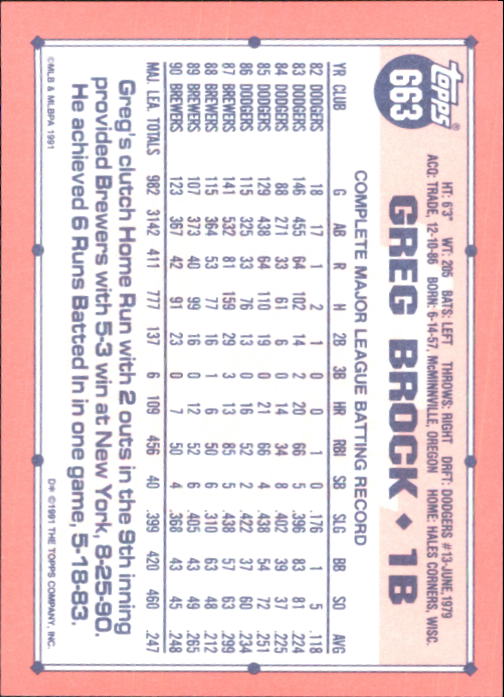 B6824- 1991 Topps Tiffany Baseball Card #s 601-792 -You Pick- 15+ FREE US SHIP - Picture 121 of 355